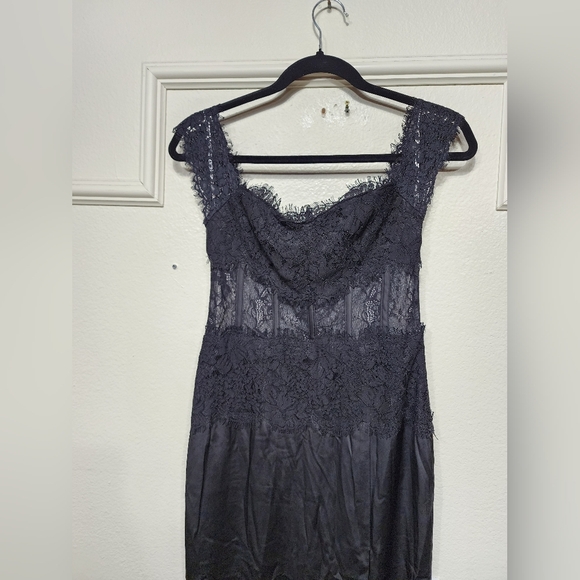 Lulus Exceptionally Exquisite Black Lace Off-the-Shoulder Maxi Dress S Wedding - Picture 8 of 9